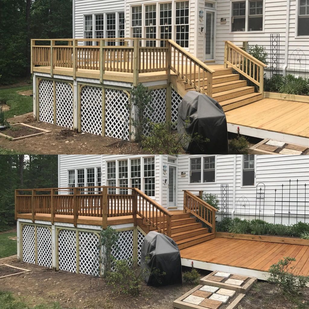 A new deck rebuilt and stained in North Raleigh