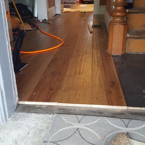 3/4 inch hard wood floors installed to match 1850s
