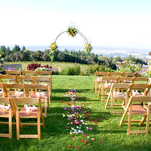 Wedding set up in Portola valley