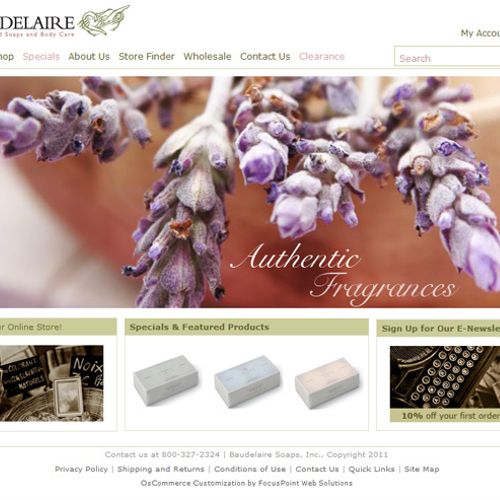 Baudelaire Soaps - Custom Retail E-Commerce websit