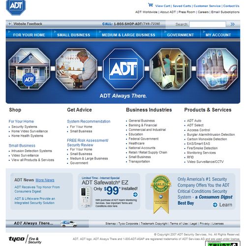 ADT Security Website - a Tyco International Compan