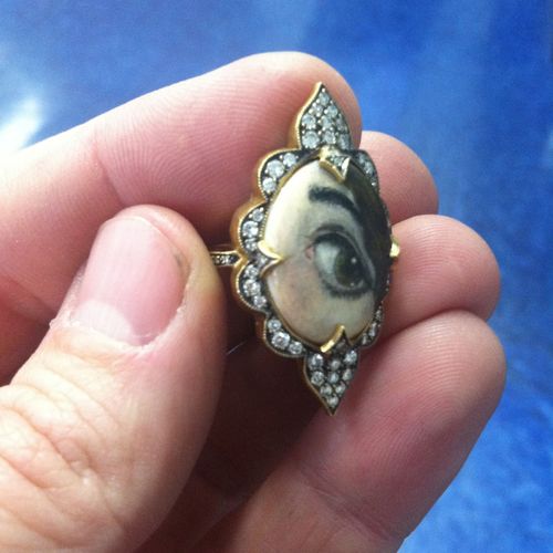 A painted "Eye of Love" ring for Cathy Waterman