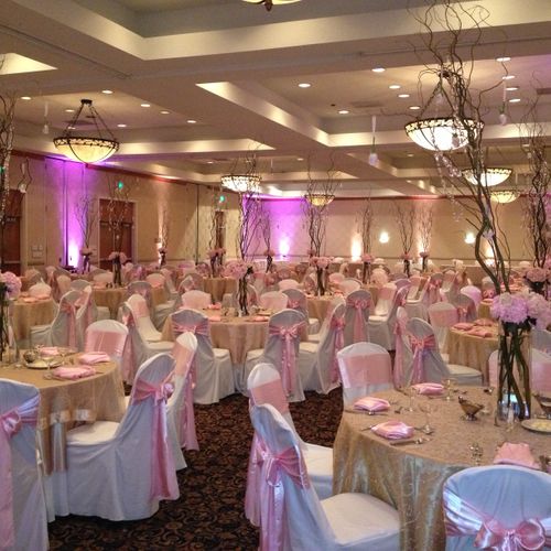 Wedding Reception for 150, pink and cream