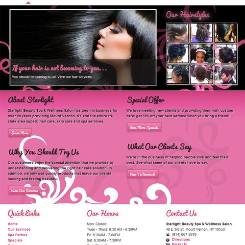 Website redesign for a beauty salon.