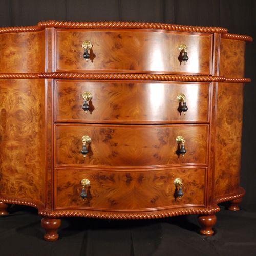 Bow front Chest of Drawers made of Burle Elm and M
