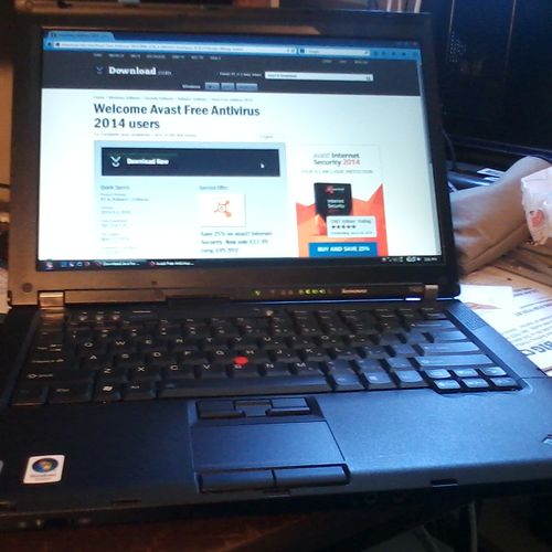 Lenovo Thinkpad laptop being configured and antivi
