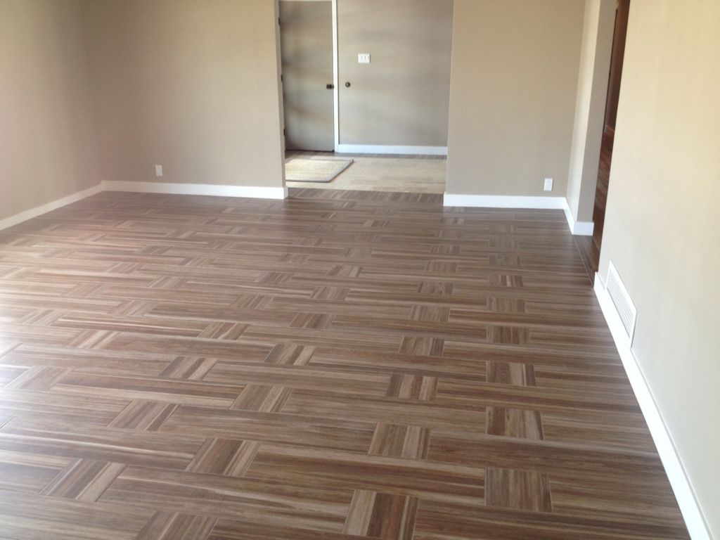 This is wood look 9"x36" porcelain tile installed 