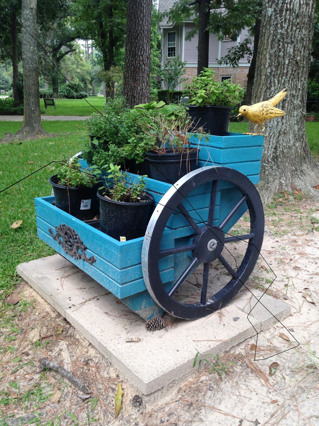 This is a flower cart, including the handmade whee