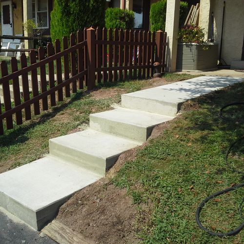 New steps and sidewalk