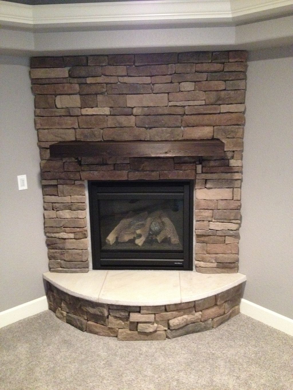 Stone on fireplace