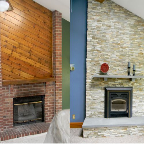 reface fireplace with stone