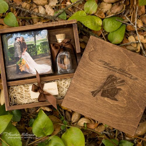 Wooden keepsake client box with your images on a U