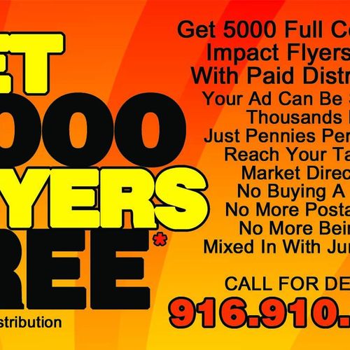 Get 5000 flyers FREE! Just pay us to pass them out