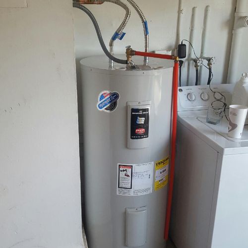 50 gal hot water heater installed in the laundry r