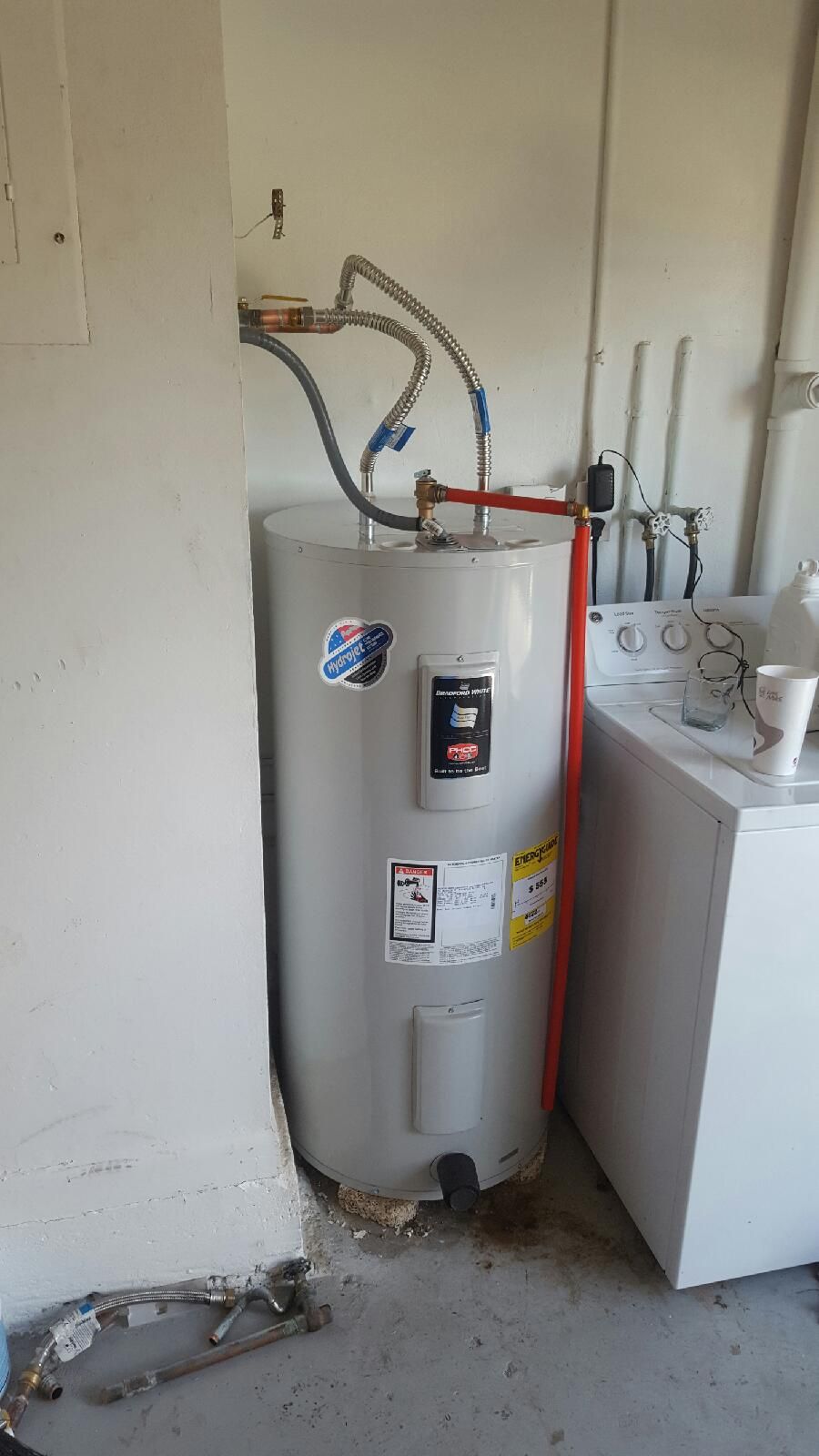 50 gal hot water heater installed in the laundry r