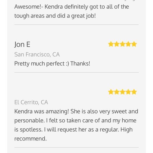 My reviews as a home cleaner for HomeJoy 