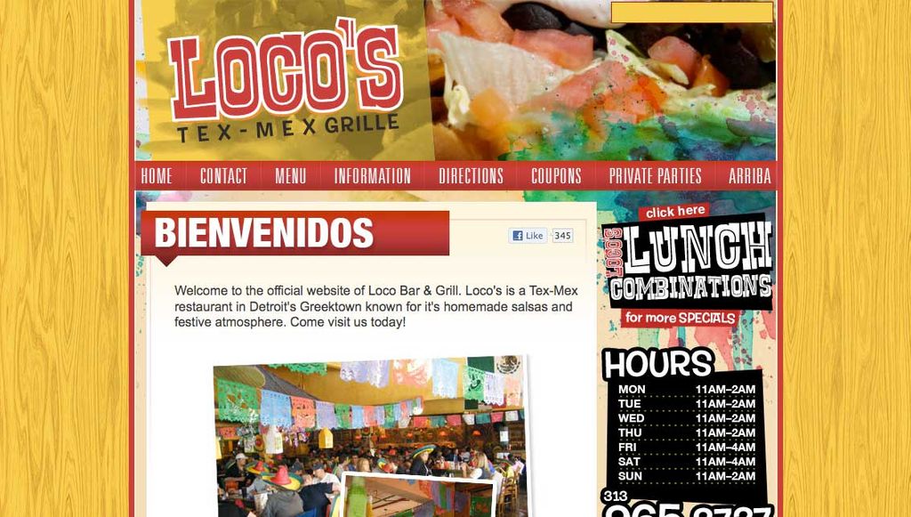 Website for Loco's Tex-Mex Grille, a Mexican resta
