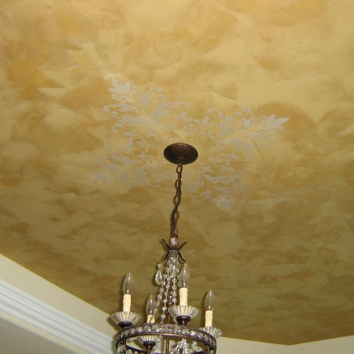 Metallic Plaster with Stencil tray ceiling