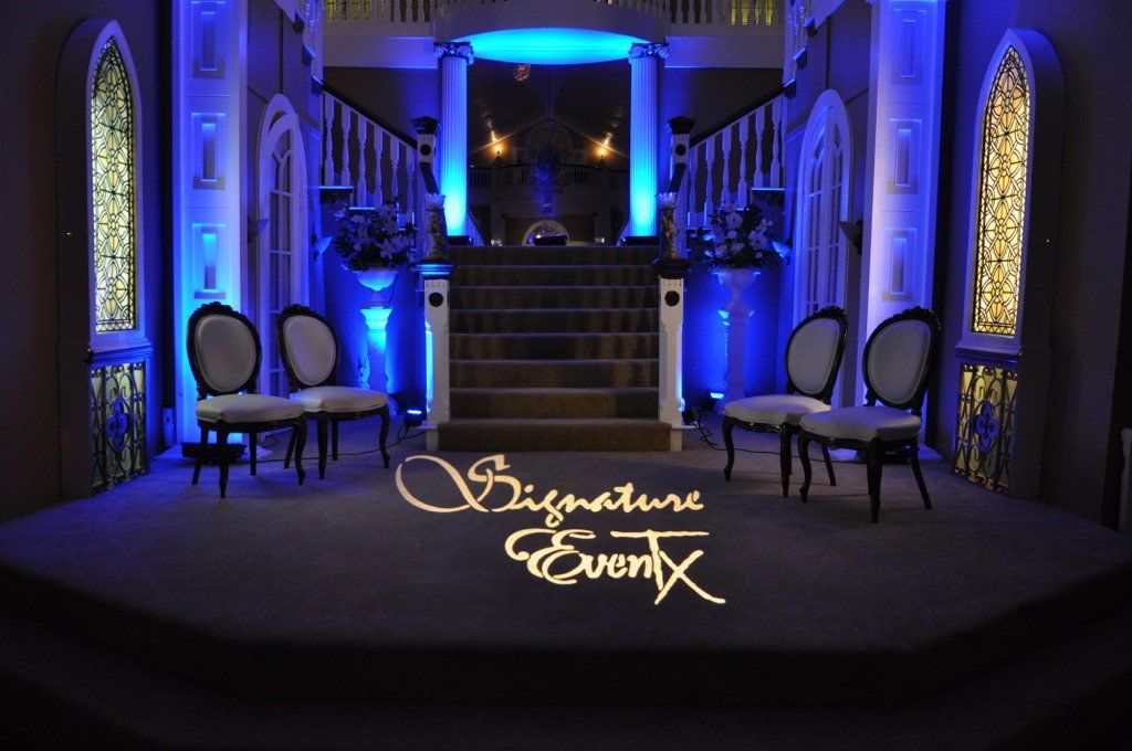 Blue Uplighting w/ monogram light