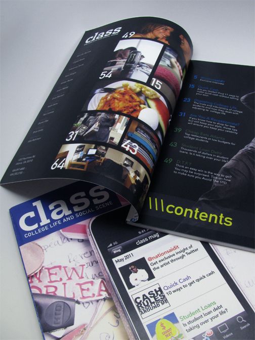 Fictitious magazine for college students named CLA