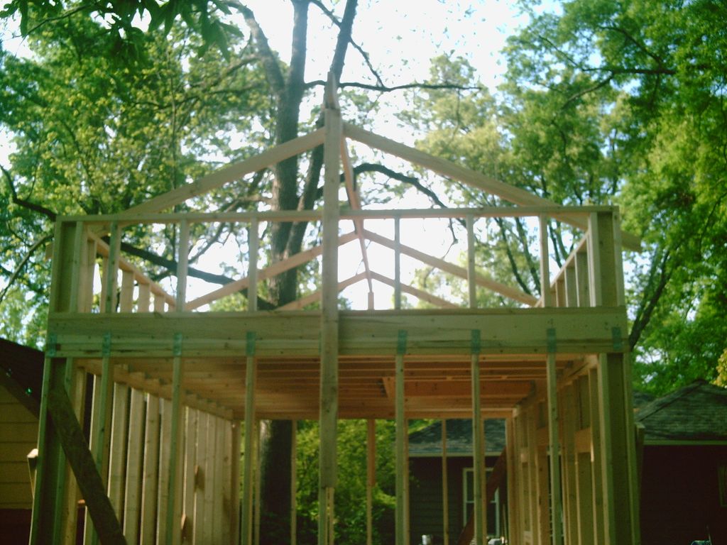 Start of roof framing. We stick built this roof sy