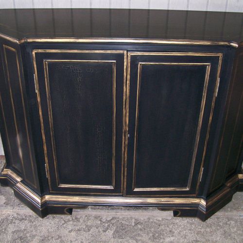 black lacquered cabinet w/ antique gold trim