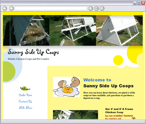 SunnySideUpCoops.com website preview