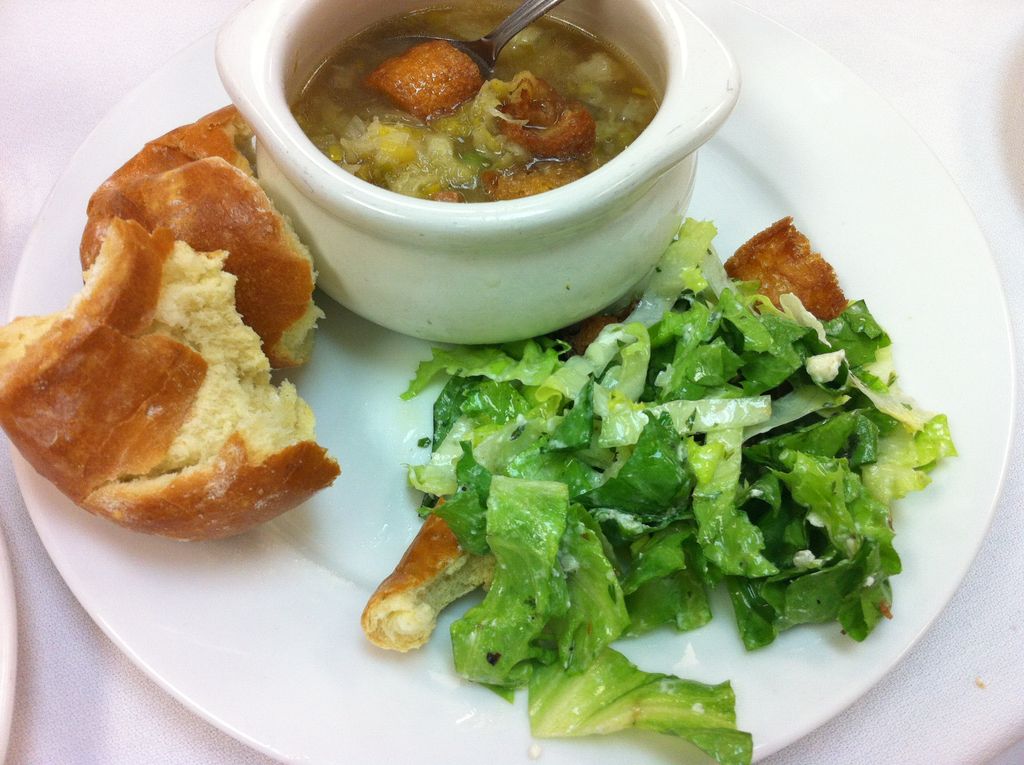 Tuscan White Bean Soup with a side salad and fresh