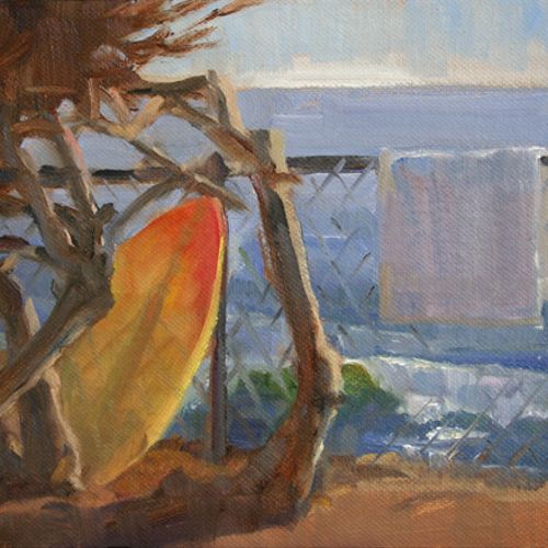 "Sand Board at the Campsite"
Oil on panel
6"x8"