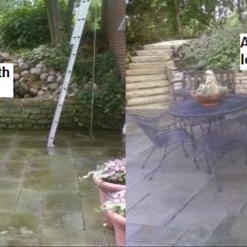 Power washing before and after. Look how all the f