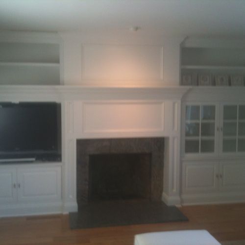 Custom built in entertainment center and fireplace