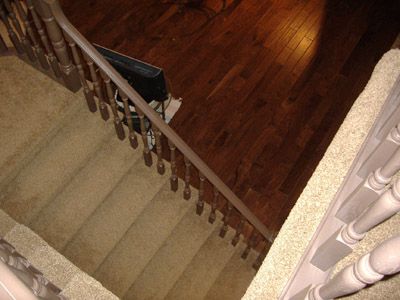 Carpet on staircase with spindles