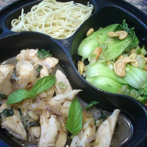 Thai Chicken with Basil, Bok Choy with Cashews & N