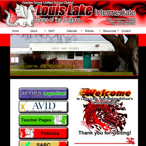Website for Lake Intermediate School in Garden Gro