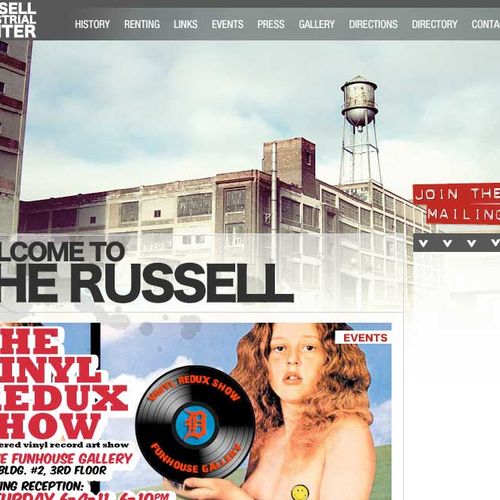 Website for the Russell Industrial Center, a large
