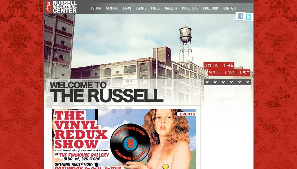 Website for the Russell Industrial Center, a large