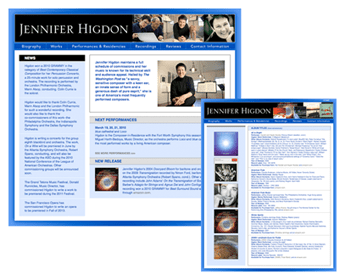 Website design for composer Jennifer Higdon: www.j