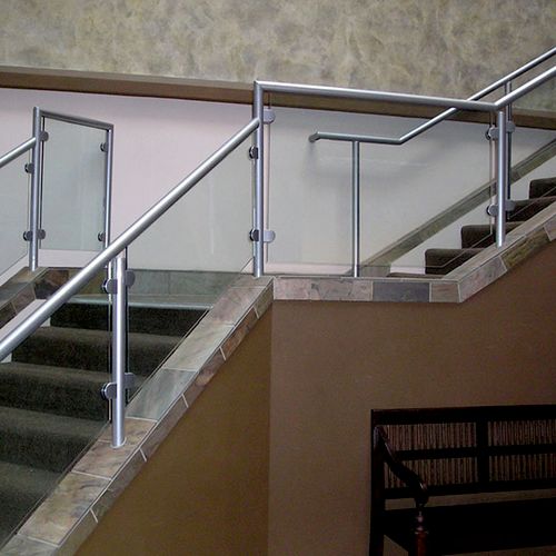 Commercial glass stair railing