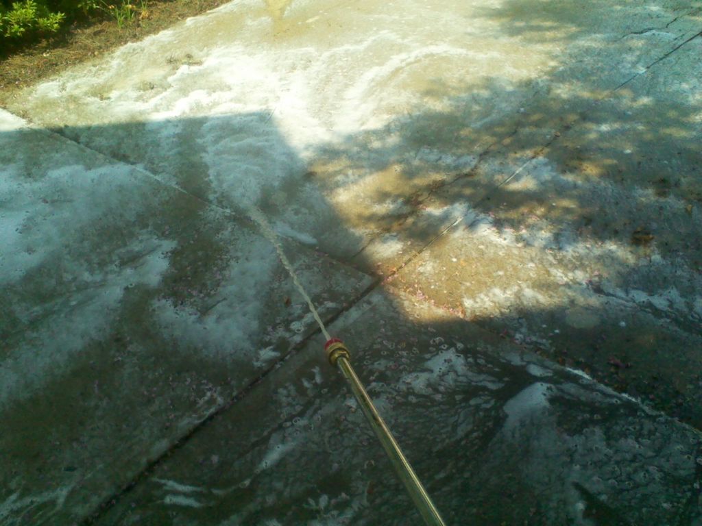 Pressure washing driveway