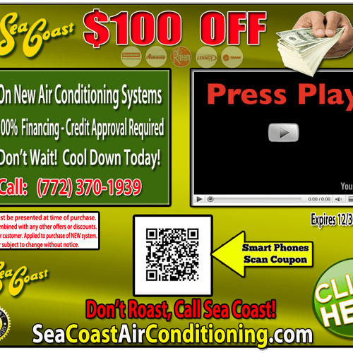 Sea Coast Air Conditioning $100 Off Coupon New Air