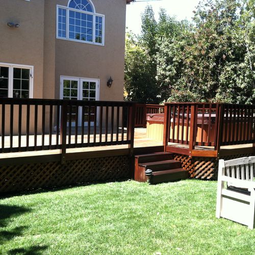 Menlo park backyard deck
five different stains use