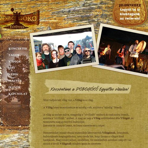Website design for a Hungarian Folk-Rock Band.