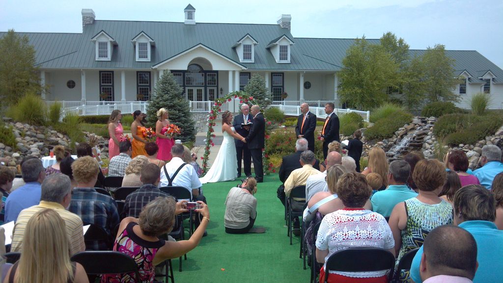 A wedding ceremony on the island green at Southern