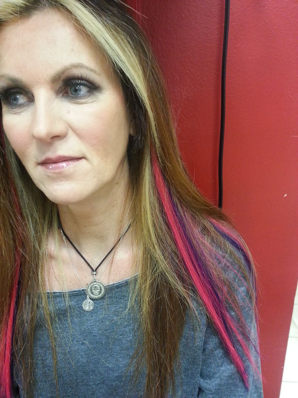 Cat w/ color blocking hair extensions