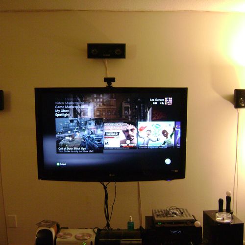Full motion wall mount with 5.1 surround sound
