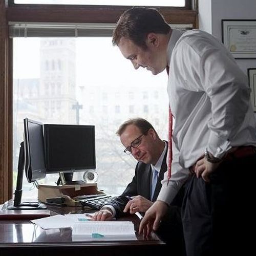 John and T.J. in the office in the Germania Buildi