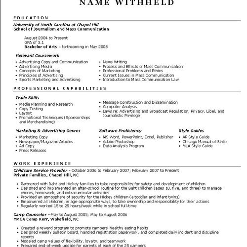 Functional resume example.