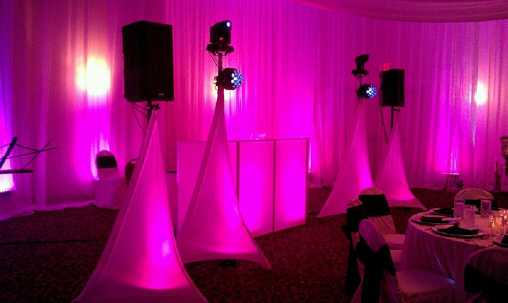 Professional DJ setups and lighting