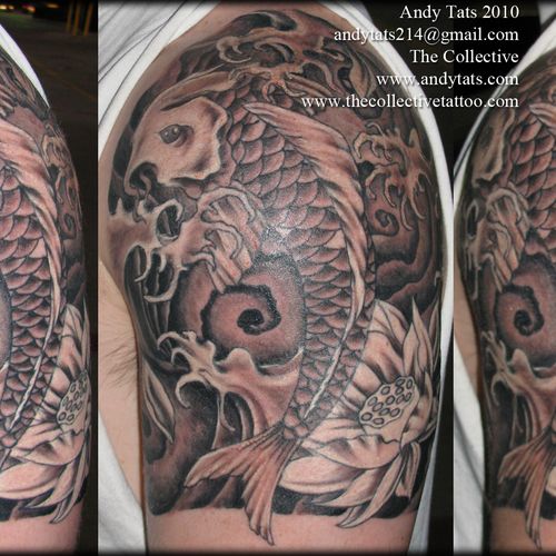 Black and grey Koi with sleeve by Andy Tats at The