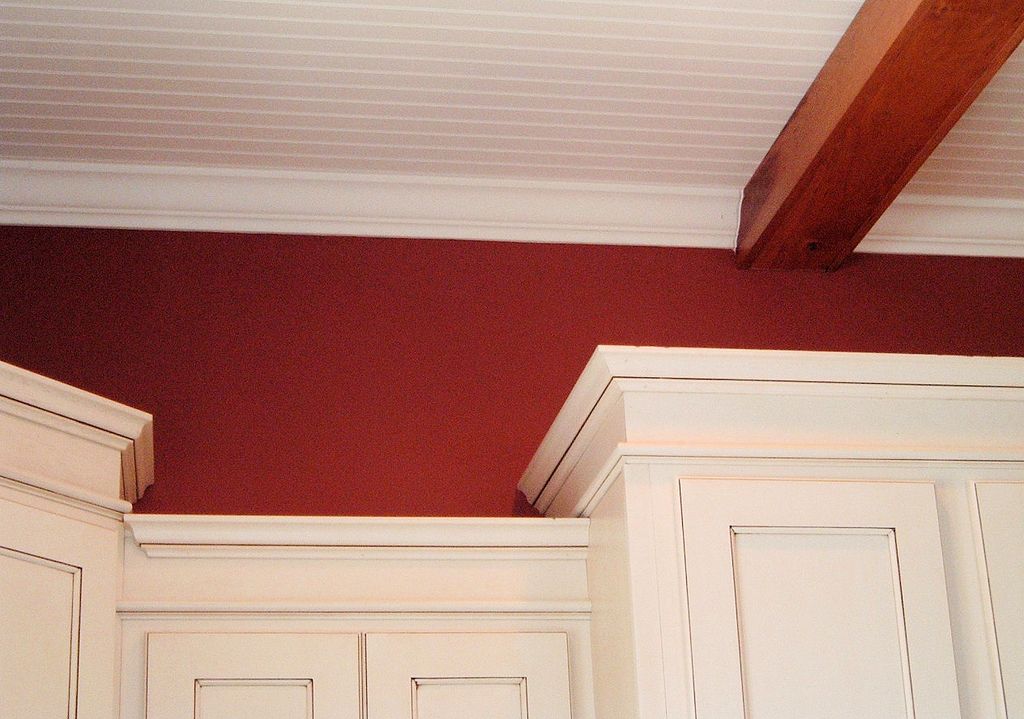 Cabinet and beam detail in kitchen remodel